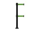 Montour Line Stanchion Dual Belt Barrier Fixed Base Black Post 9ft.Green Belt MX630DF-BK-GN-90